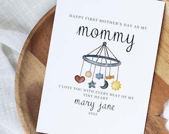 Personalized Mommy First Mothers Day Card, 1st Mothers Day Gift From Baby Card, Mothers Day Gift From Newborn Gift, New Mom Mothers Day Card