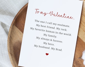 Personalized Valentines Day Card For Husband, Valentines Cards for Him, Husband Valentine Card, Romantic Valentines Gifts for Him,