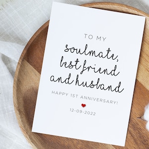 Happy 1st Anniversary Card, Custom First Anniversary Card For Husband, 1 Year Wedding Anniversary Gift, One Year Anniversary Card For Him