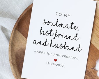 Happy 1st Anniversary Card, Custom First Anniversary Card for