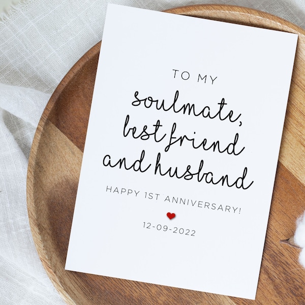 Happy 1st Anniversary Card, Custom First Anniversary Card For Husband, 1 Year Wedding Anniversary Gift, One Year Anniversary Card For Him