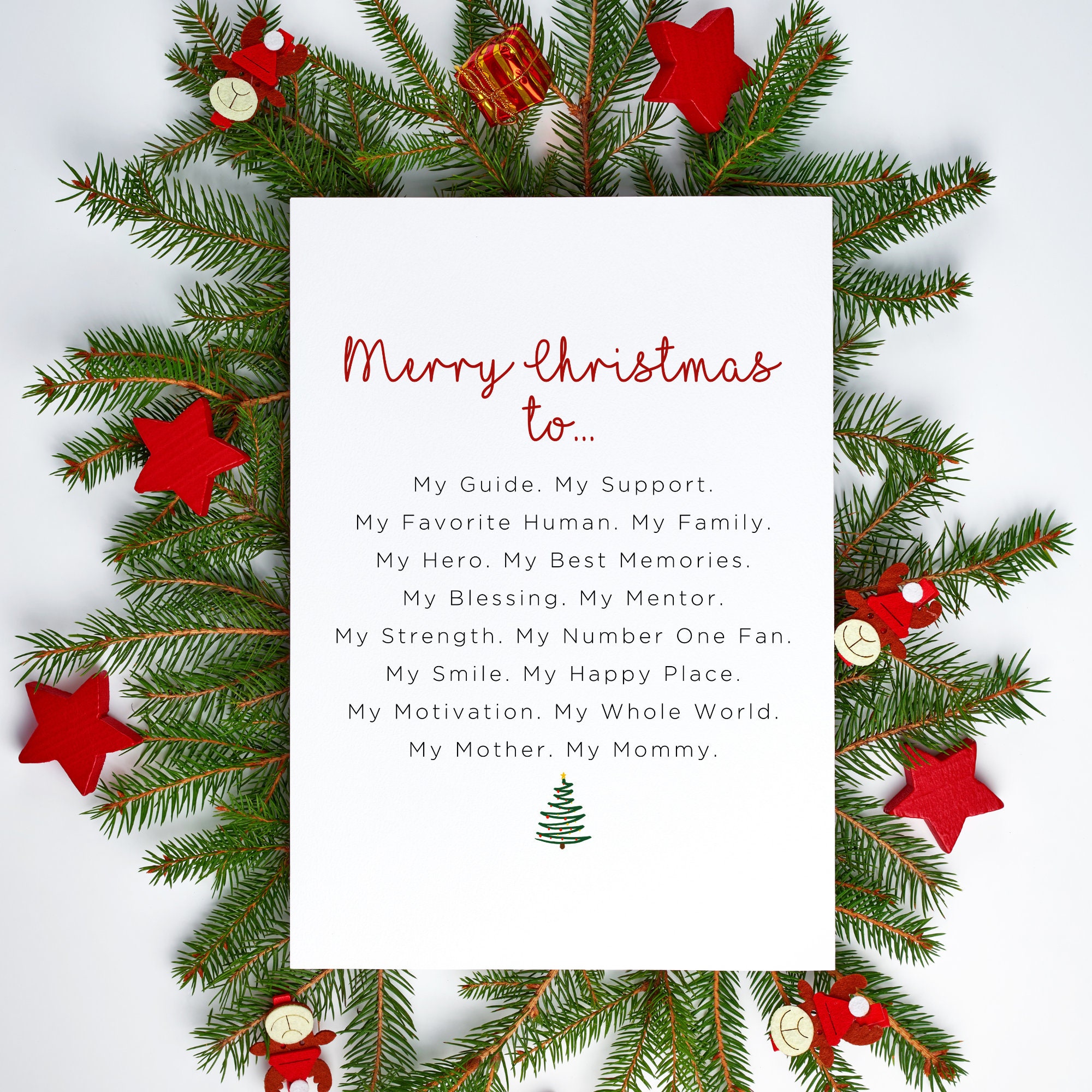 Huameigf Special Mummy Christmas Card from Daughter Son, Good Christmas  Gifts for Mom, Best Gifts for Stepmom Christmas, Cute Mother Xmas Card from