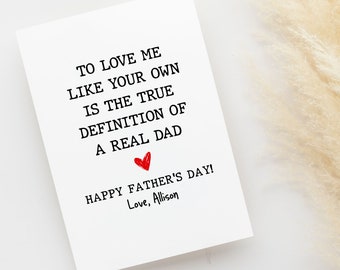 Personalized Stepdad Happy Father's Day Card, Bonus Dad Fathers Day Card, Gift From Step Daughter, Stepdad Fathers Day Card, Stepfather Card