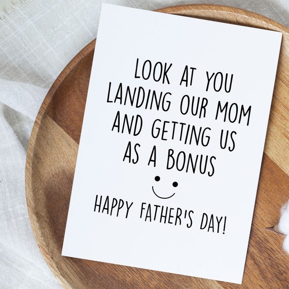 Funny Bonus Dad Card, Happy Father's Day Gift From Step Children, Stepdad Fathers Day Card, Step Dad Fathers Day, From Step Daughter Or Son