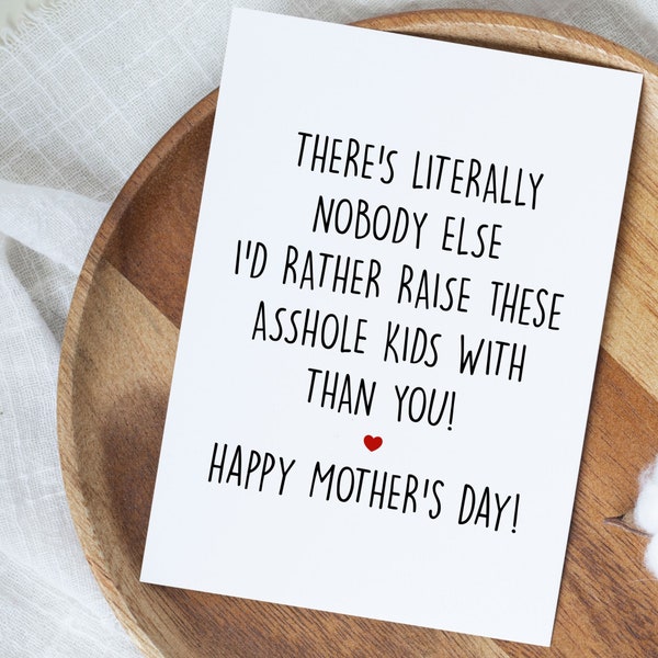 Funny Mother's Day Gift For Wife, Funny Mothers Day Card For Wife, Sarcastic Card, Happy Mothers Day Gift From Husband, Mom Of Two Kids