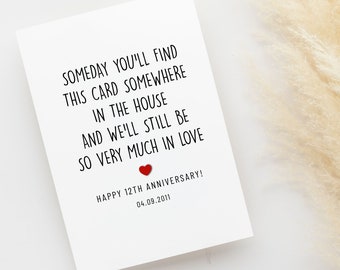 Happy 12th Anniversary Card, Custom Twelfth Anniversary Card For Husband, 12 Years Wedding Anniversary Gift, Funny Card For Him