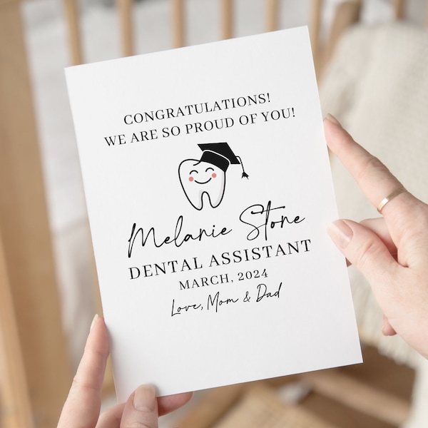 Personalized Dental Assistant Graduation Card, Dental Assistant Graduation Gift From Mom & Dad, Dental School Graduate Gift For Daughter