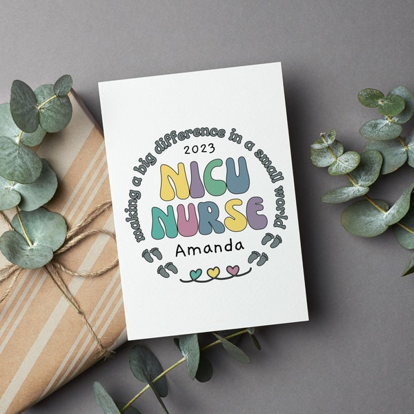 Custom Neonatal Intensive Care Unit Nurse Card, Personalized Nicu Nurse Card, Nicu Christmas Card, Neonatal Nurse Appreciation Gifts