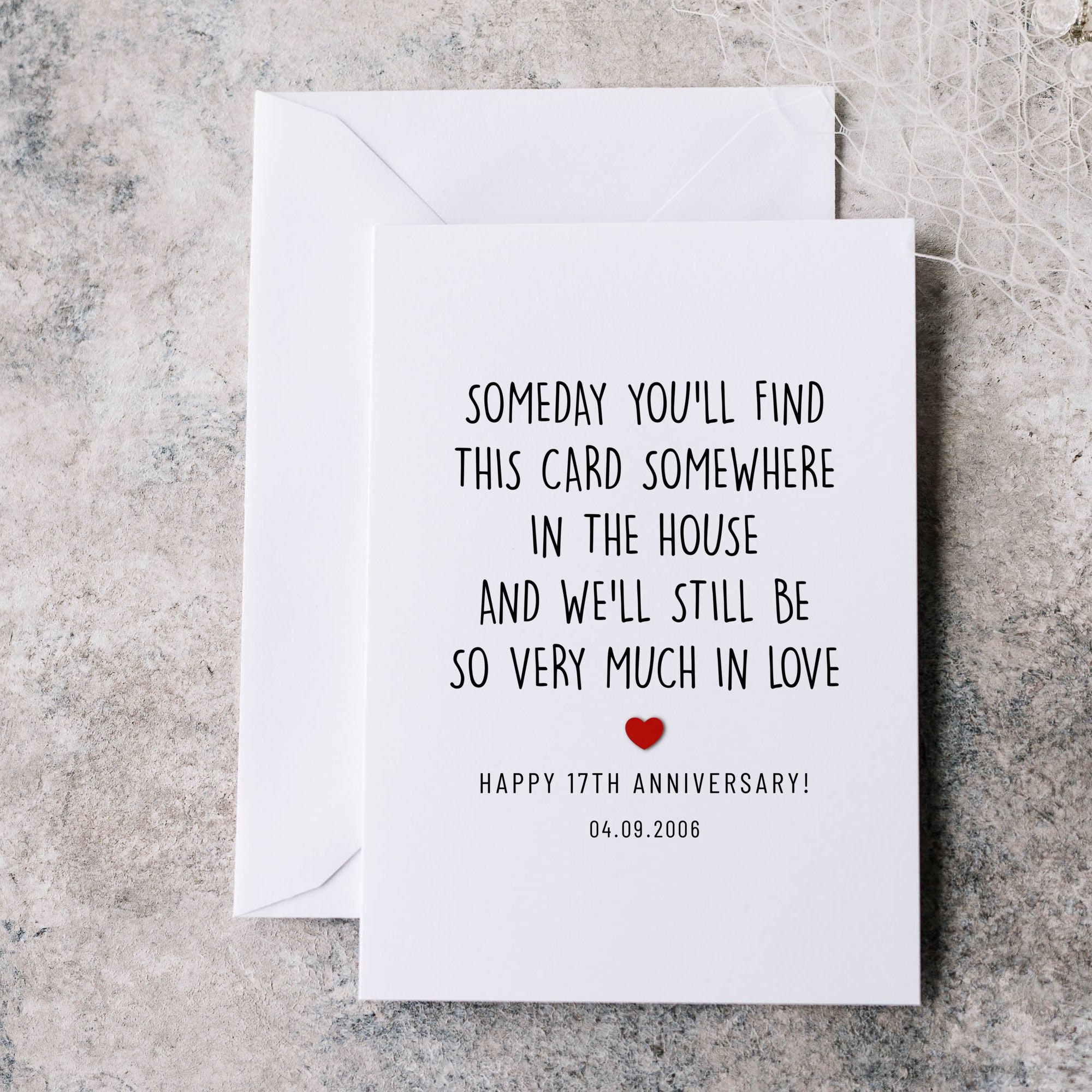 Happy 17th Anniversary Card, Custom Seventeenth Anniversary Card