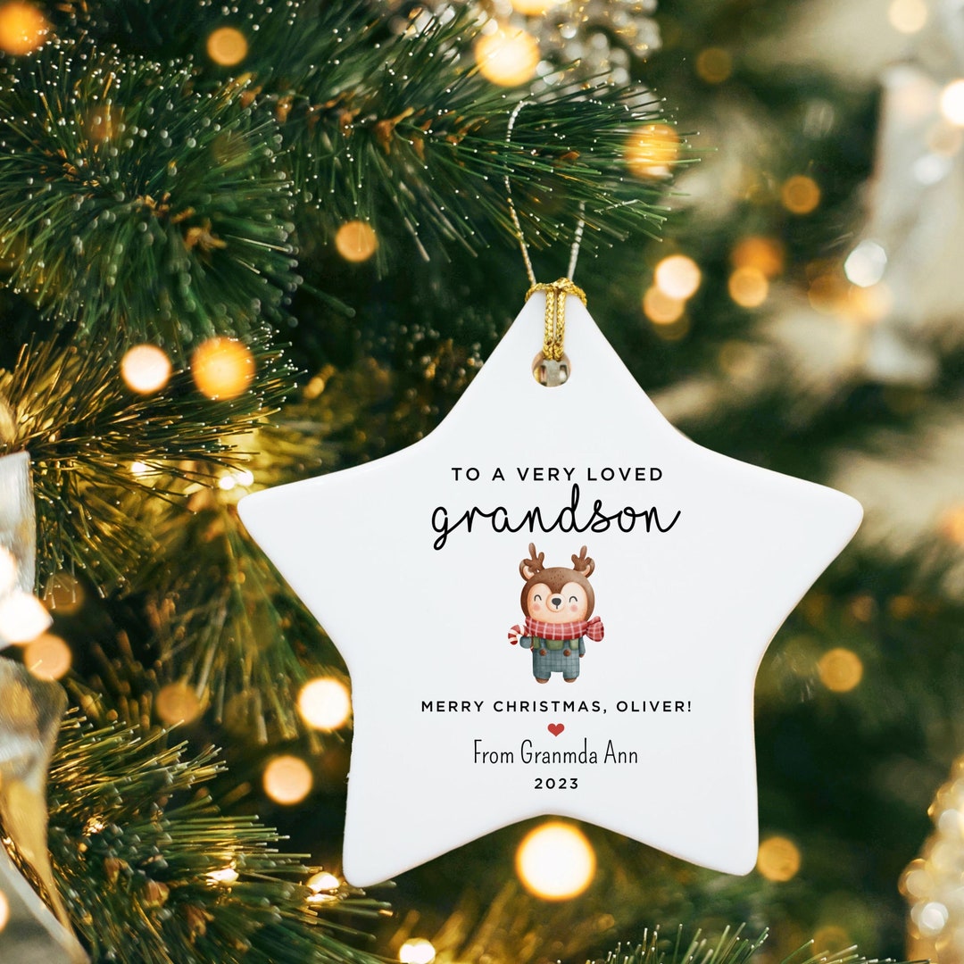 Cute Grandson Christmas Ornament 2023 Personalized Grandson Etsy