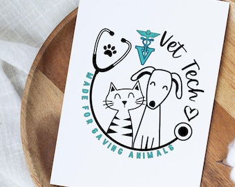 Veterinary Technician Cards, Vet Tech Week Pack Of Cards, Cute Vet Technician Thank You Gifts, Made For Saving Animals, Gifts For Vet Techs