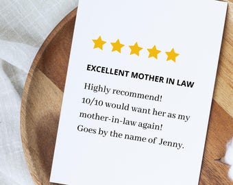 Personalized Funny Mother in Law Review, Mother's Day Card, Mother's Day Gift for Mother-in-Law, From Son in Law Card, Humorous MIL Card