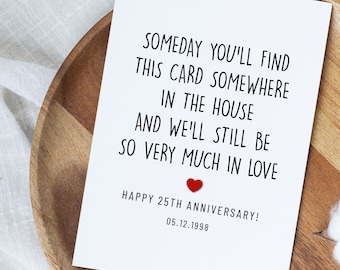 Happy 25th Anniversary Card, Personalized 25 Years Anniversary Card For Husband, Silver Wedding Anniversary Gift, Custom Date Card For Him