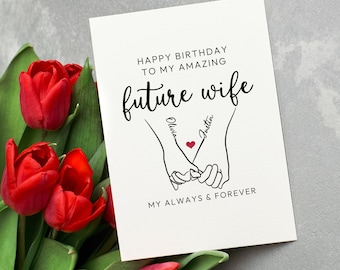 Happy Birthday To My Future Wife Personalized Card, Sentimental Birthday Card For Fiance, Cute Gift From Boyfriend, Cute Wife To Be Card