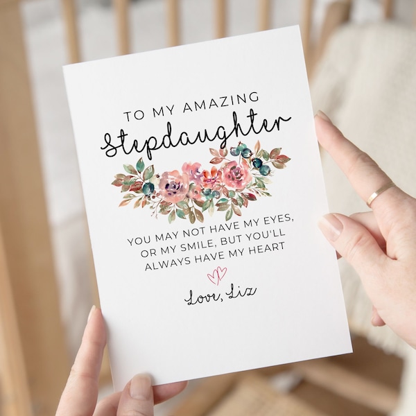 Personalized Stepdaughter Card, Cute Stepdaughter Mother's Day Gift, Custom Gift From Stepmom, To My Stepdaughter Birthday Gift For Her