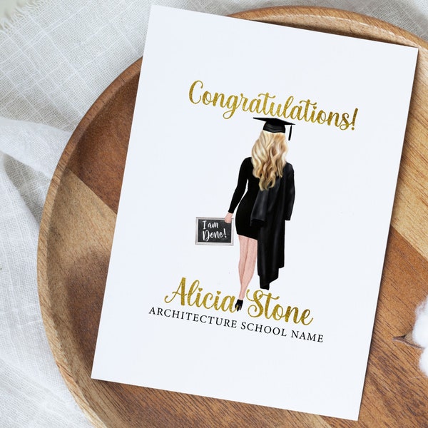 Personalized Architect Graduation Card For Her, Custom Architecture School Graduation Gifts, Daughter Graduation, Congratulations Card