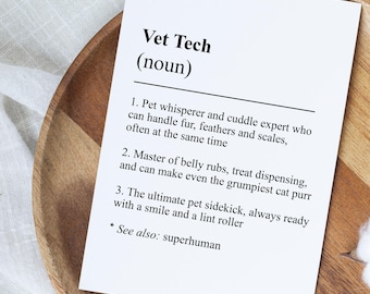 Vet Tech Week Cards Bulk, Vet Tech Definition Card Pack, Funny Vet Tech Week Gifts, Vet Technician Card, Cute Veterinary Technician Gift