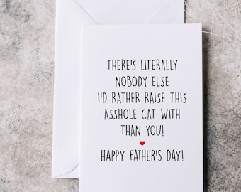Cat Dad Father's Day Card For Husband, Cat Dad Happy Father's Day Card, Funny Cat Dad Card, Gift From Wife, Funny Cat Parent Gift From Her