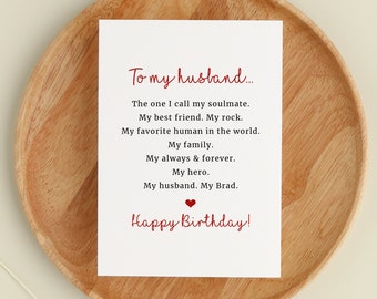 Happy Birthday To My Husband, Personalized Birthday Card For Him, Bday Cards For Hubby, Romantic Gift For My Significant Other