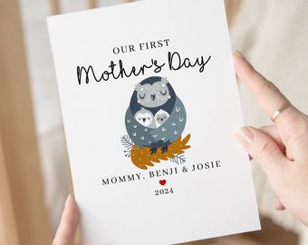 First Mother's Day Card For Twin Mom, Personalized Mother's Day Gift For Daughter Mom Of Twins, Custom New Mom Card For Her, Gift From Baby