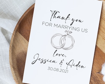 Personalized Officiant Thank You Card, Thank You For Marrying Us, Custom Gift For Officiant, Wedding Minister Appreciation Gifts From Couple