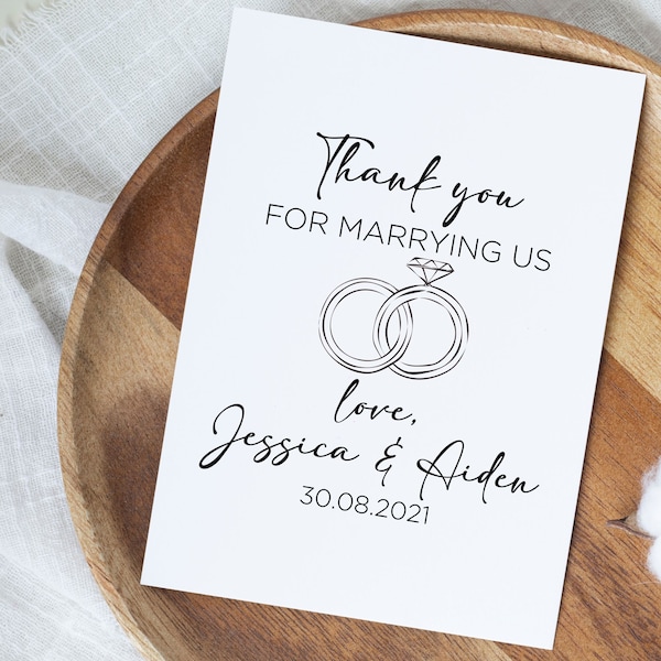 Personalized Officiant Thank You Card, Thank You For Marrying Us, Custom Gift For Officiant, Wedding Minister Appreciation Gifts From Couple