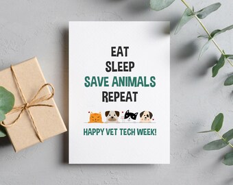 Funny Vet Tech Cards, Veterinary Technician Gifts Bulk, Cute Vet Technician Thank You Gift, RVT Greeting Card, Vet Tech Week Appreciation
