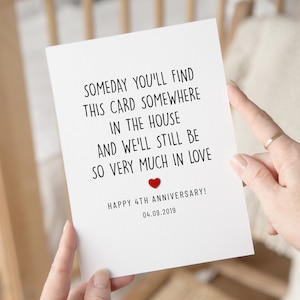 Tarjeta de feliz 4º aniversario, tarjeta de cuarto aniversario personalizada para marido, regalo de aniversario de boda de 4 años, tarjeta de aniversario de cuatro años para él