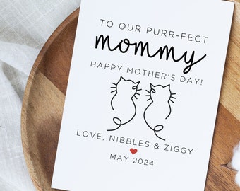 Funny Cat Mom Mother's Day Card From Cats, Cute Cat Mom Mother's Day Gift From Kittens, To Our Pawesome Mom Custom Gift From Cats