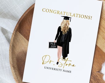 Personalized PhD Graduation Card For Daughter, PhD Graduation Gifts For Her, PhD Custom Gift, Doctorate Degree Gift, Congratulations Card