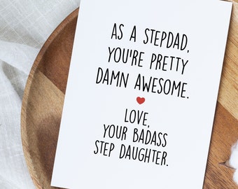 Stepdad Happy Father's Day Card, Father's Day Gift From Step Daughter, Bonus Dad Father's Day Card, From Bonus Daughter Card, Stepdad Gift