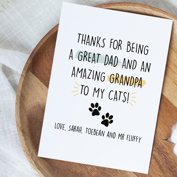 Personalized Cat Grandpa Card, Dad Fathers Day Card, Cat Grandpa Gift From Daughter, Fathers Day From Cat Gift, Cat Grandad Funny Card