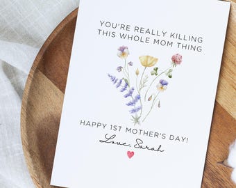 Personalized Sister First Mother's Day Card, 1st Mothers Day Card, Sister Mother's Day Card, From Sister Gift, Funny Best Friend Card