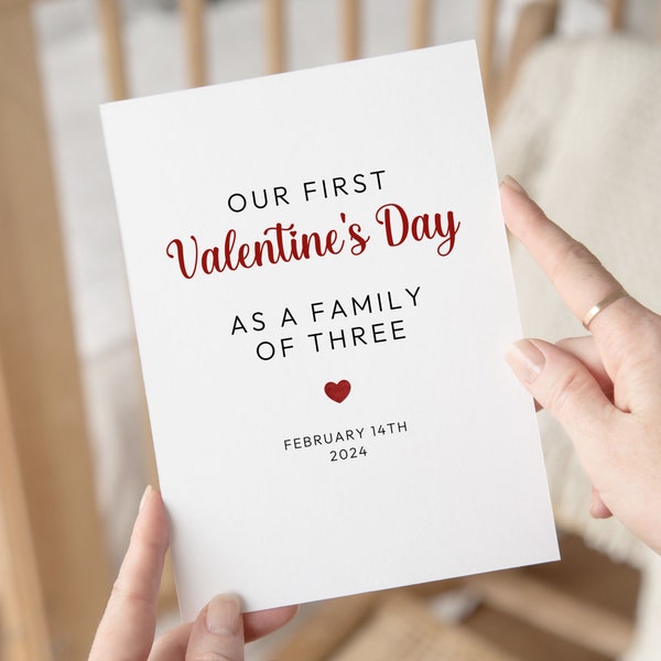 First Valentine's Day As Family of Three Card, New Daddy Valentine's Day Card, New Mommy Card, Valentine's Day Card For Husband, Wife Gift