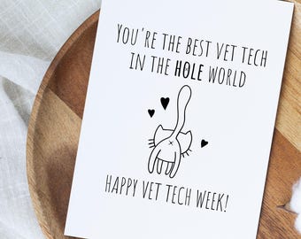 Cute Vet Tech Week Cards, Veterinary Technician Gifts In Bulk, Funny Vet Technician Thank You Gift, RVT Greeting Card, Vet Tech Appreciation