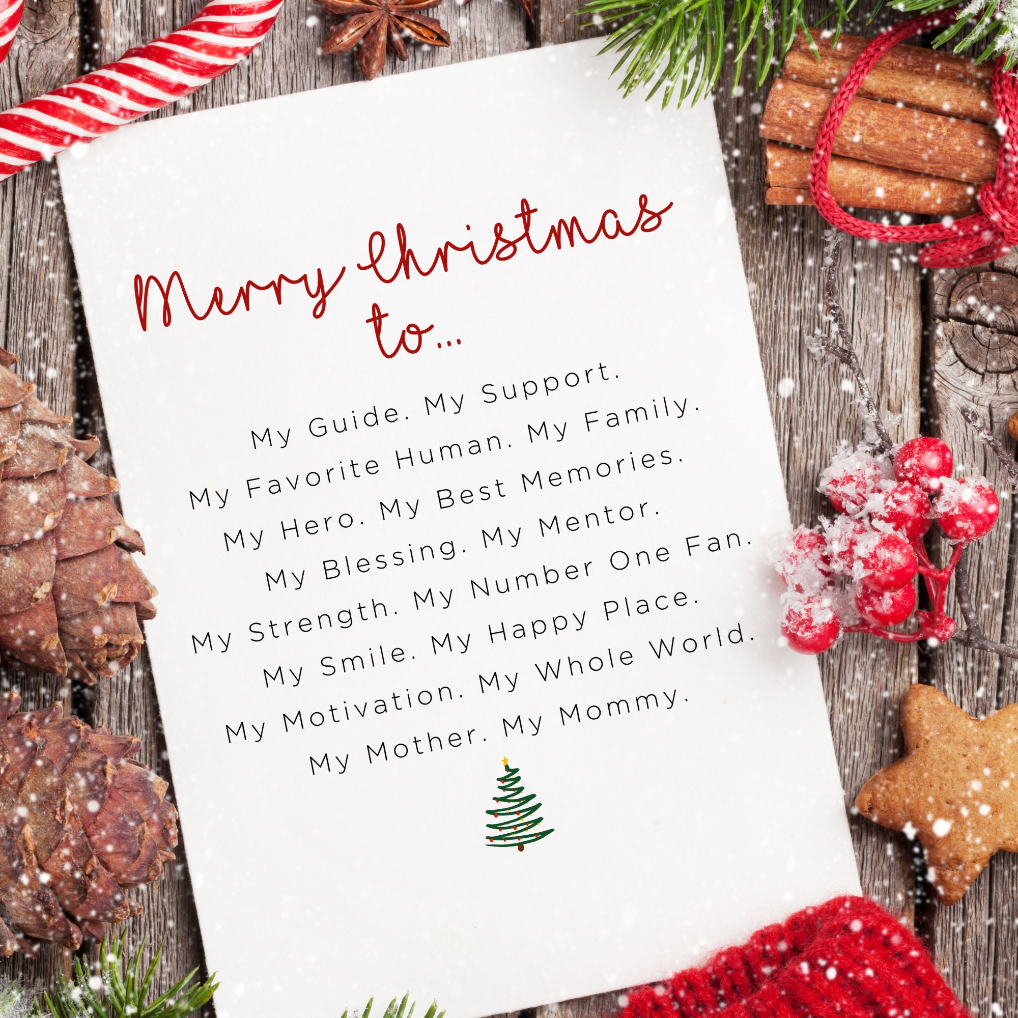 Huameigf Special Mummy Christmas Card from Daughter Son, Good Christmas  Gifts for Mom, Best Gifts for Stepmom Christmas, Cute Mother Xmas Card from