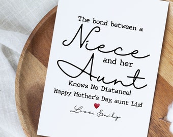 Happy Mother's Day Card For Aunt, Personalized Mother's Day Gift From Niece Or Nephew, To My Aunt Card, Long Distance Aunt Gifts