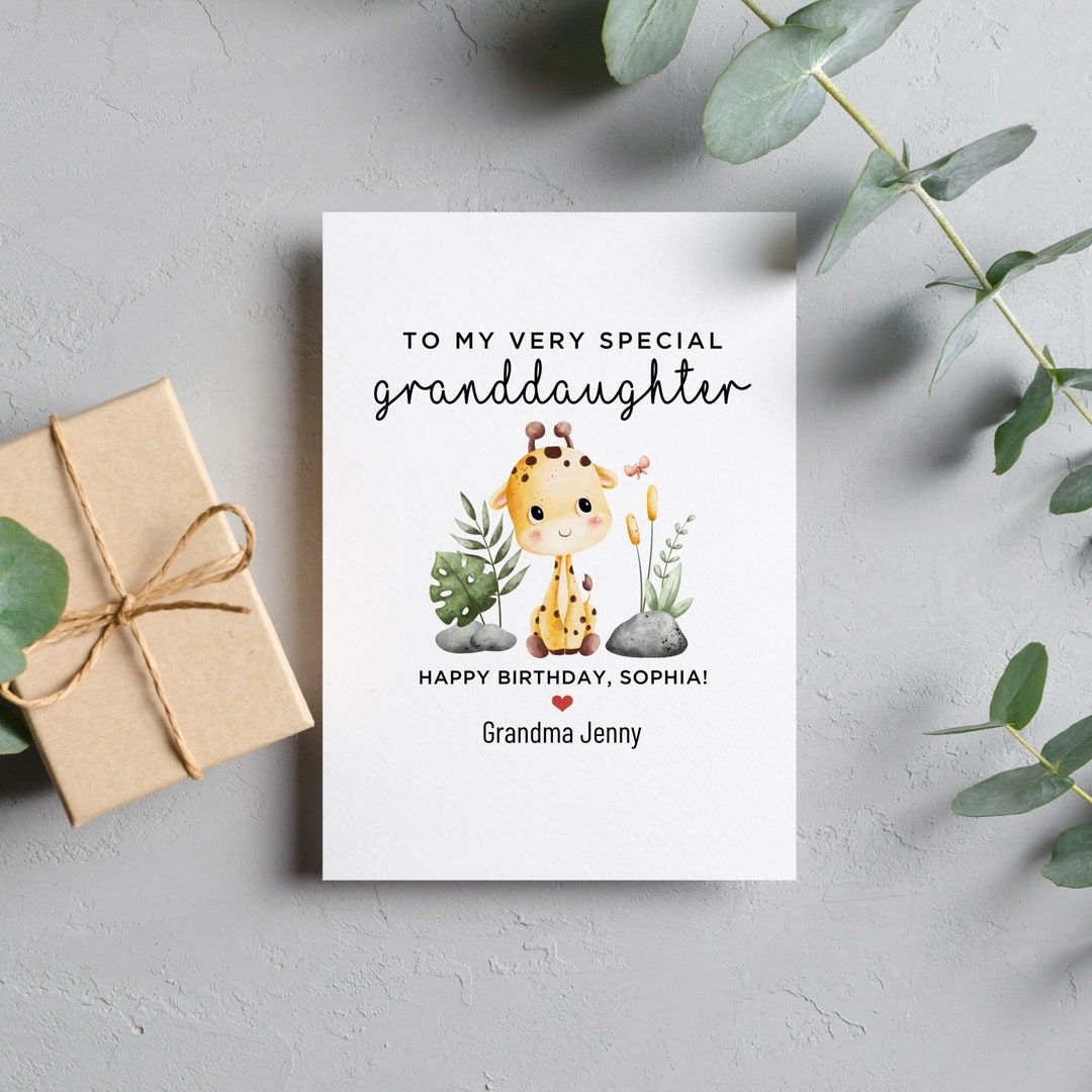 Personalized Granddaughter Card, Granddaughter Birthday Card, Cute ...