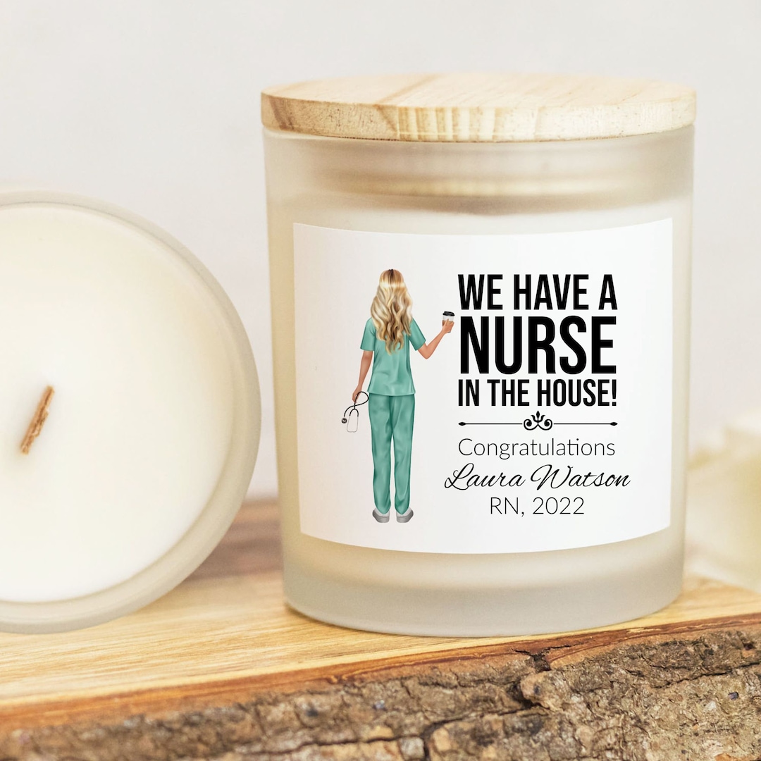 Personalized Nurse Graduation Candle, Nurse Frosted Candle, RN