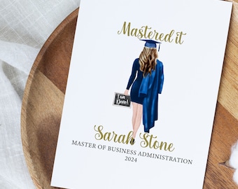 Personalized Master Of Business Administration Graduation Card For Her, Custom Graduation Gifts, Congratulations Card, MBA Degree Graduate