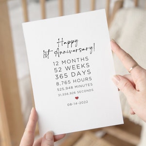 Happy 1st Anniversary Card, Custom First Anniversary Card For Husband, 1 Year Wedding Anniversary Gift, One Year Anniversary Card For Him