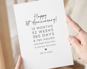 Happy 1st Anniversary Card, Custom First Anniversary Card For Husband, 1 Year Wedding Anniversary Gift, One Year Anniversary Card For Him