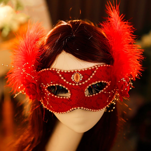 Red Masquerade Mask Etsy