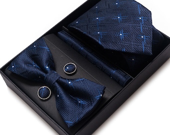 Sparkle Star Galaxy Space Necktie Set / Pocket Square Tie Bowtie Cufflinks Set / Wedding Tie / Tie Clips / Gift for him Mens Groomsmen Gift