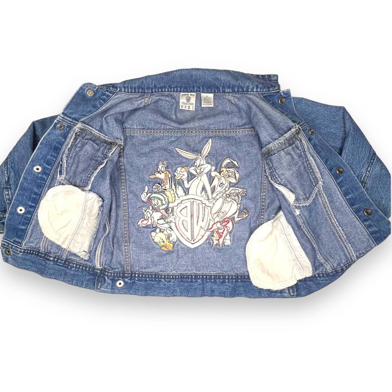 Warner Bros Studio Kids Jean Jacket Sz S Looney Tunes