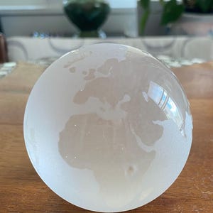 Clear Etched Glass Earth Globe Paper Weight