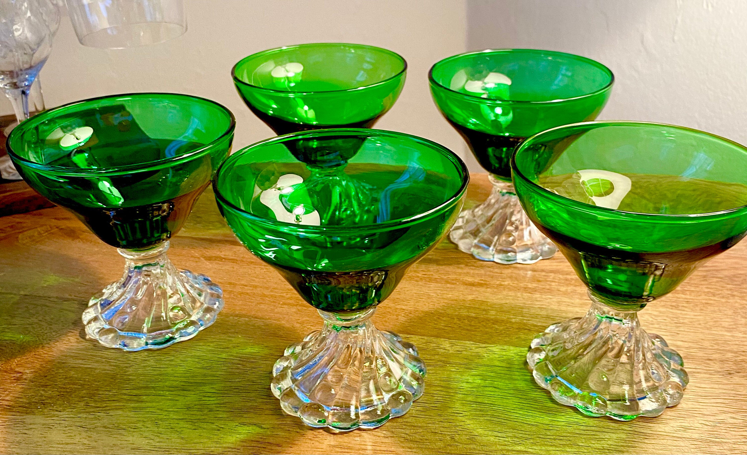 Vintage Depression Glass, Burple-inspiration Green Champagne