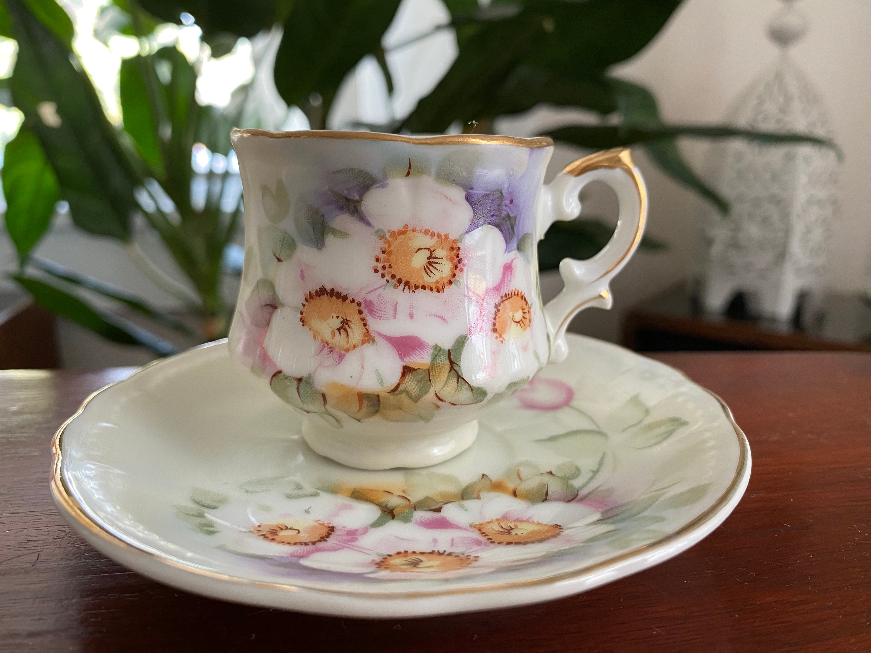 Vintage Magnolia by Lefton, Hand-painted Teacup and Saucer - Etsy