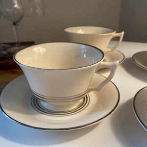 Nimbus Platinum Cups and Saucers by Syracuse, Set of 4