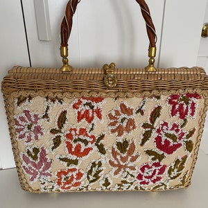 Mid Century Benet Wicker Beaded Handbag